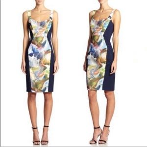 Black Halo Sadie Watercolor Midi dress